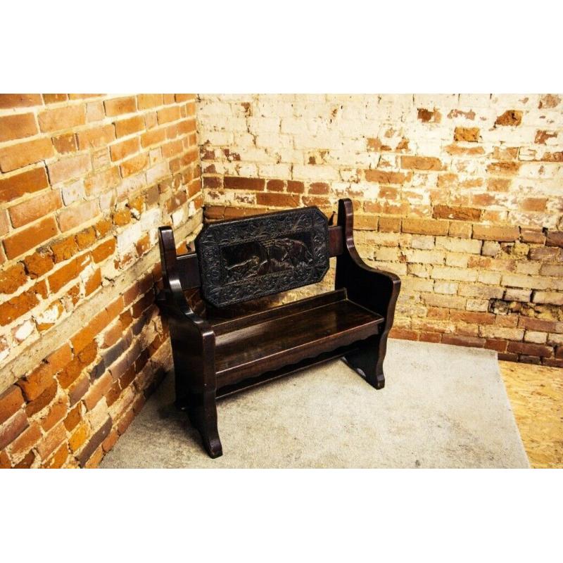 Ornate Carved Asian Influenced Wooden Bench