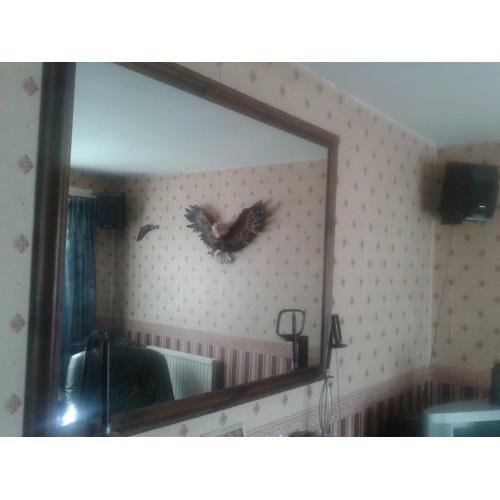large wall mirror 56x44,brown wooden frame,