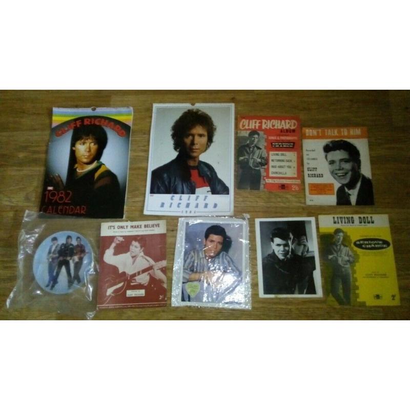 massive cliff richard collection LP's / picture discs / rarities / calendar / sheet music