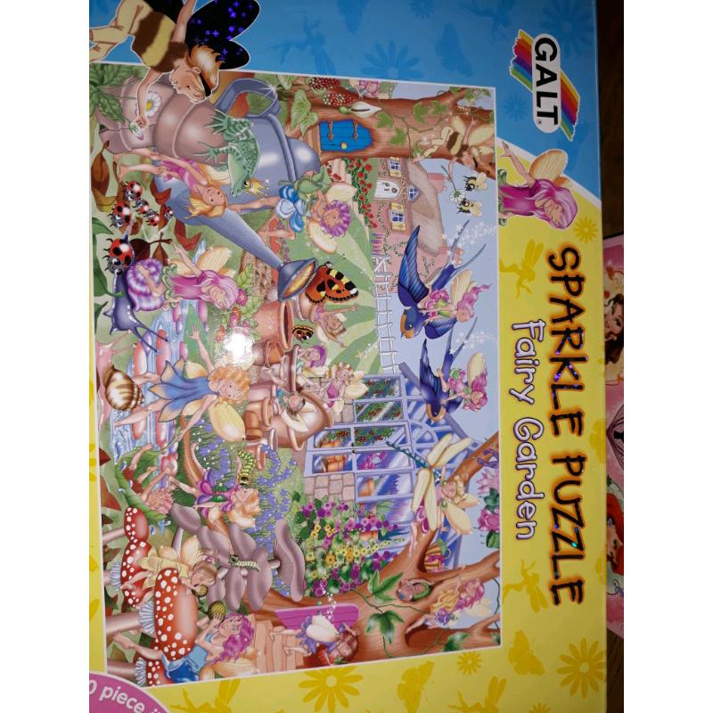 3 puzzles - 2 Disney Princess and 1 Galt Sparkle Fairy Garden
