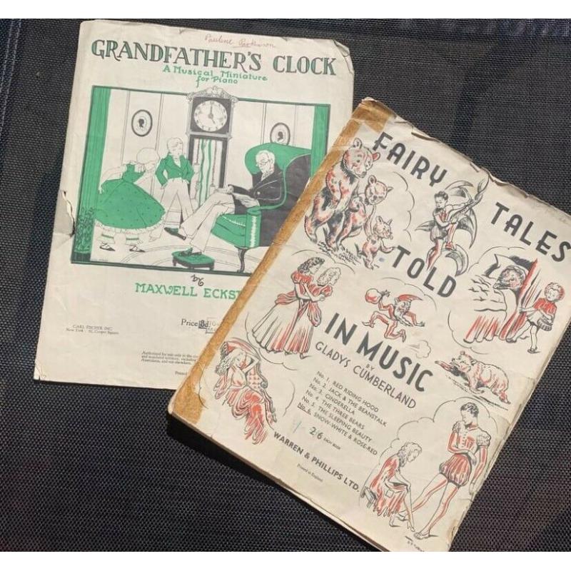 Vintage Joblot Children?s Piano Sheet Music: Grandfathers Clock; Fairytales Told In Music
