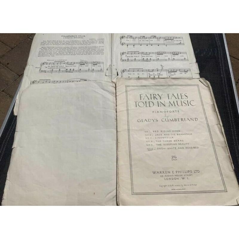 Vintage Joblot Children?s Piano Sheet Music: Grandfathers Clock; Fairytales Told In Music