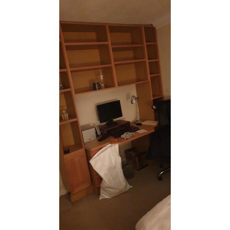 Built in home office, desk, draws and shelving