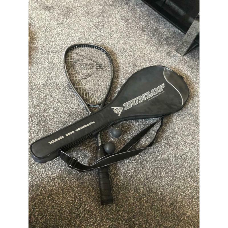 Dunlop Squash Racket with sleeve and balls