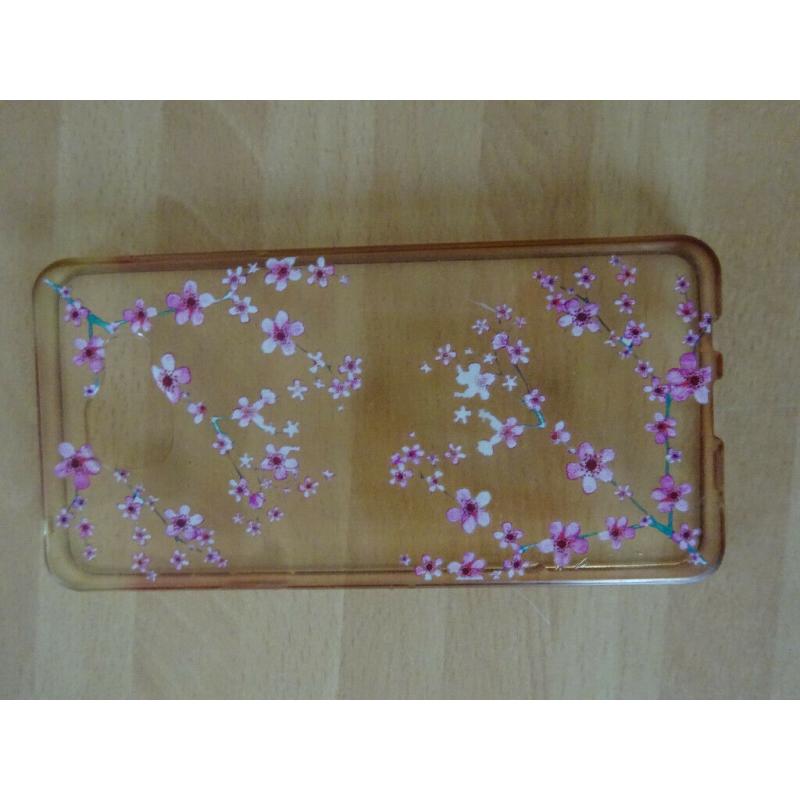clear silicone withpink flowers mobile phone case 15.5cm fits samsung