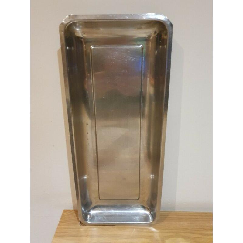 Large stainless steel catering/butchery display trays