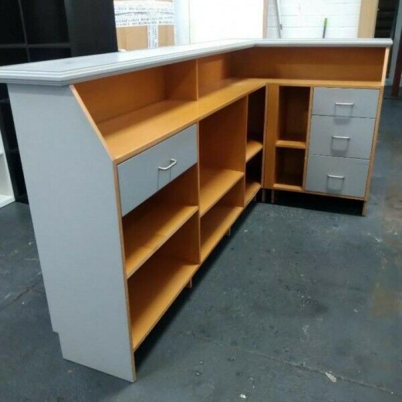 Grey Reception Counter, Shop Front Furniture. L2200mm x W1010mm