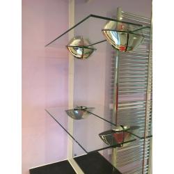 3 Contemporary Glass shelves with chrome brackets