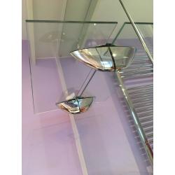 3 Contemporary Glass shelves with chrome brackets