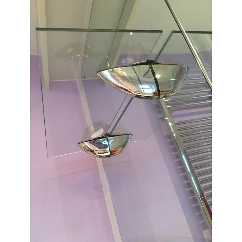 3 Contemporary Glass shelves with chrome brackets