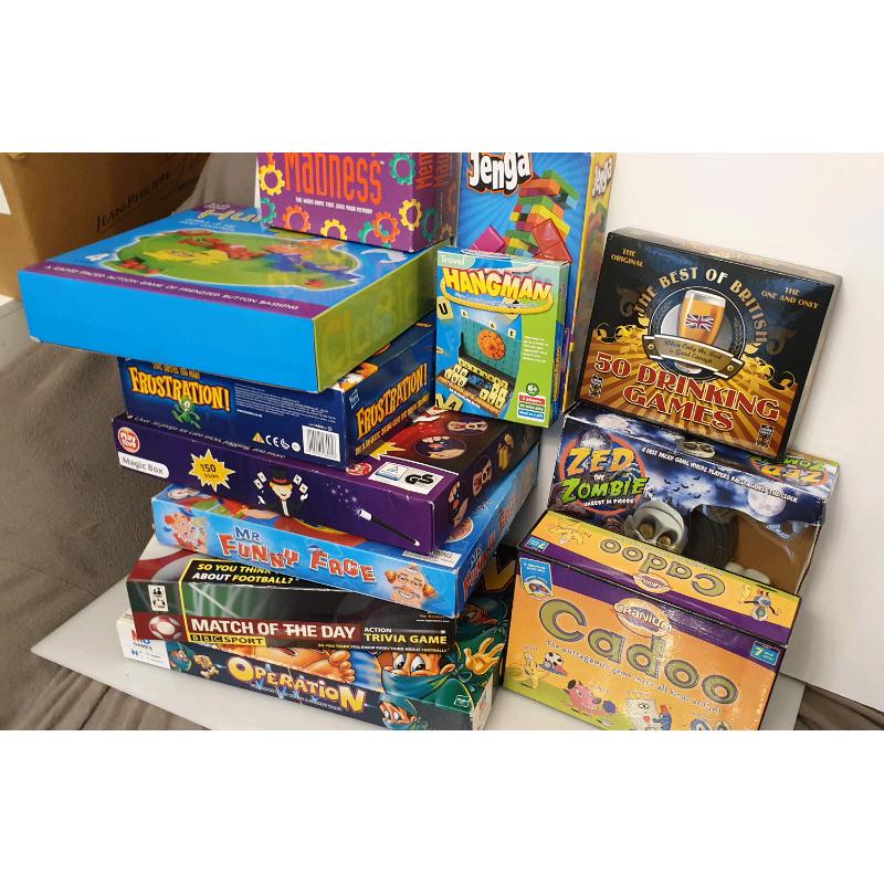 Various board games, Tetris, Hangman Memory Madness, Drinking Game etc