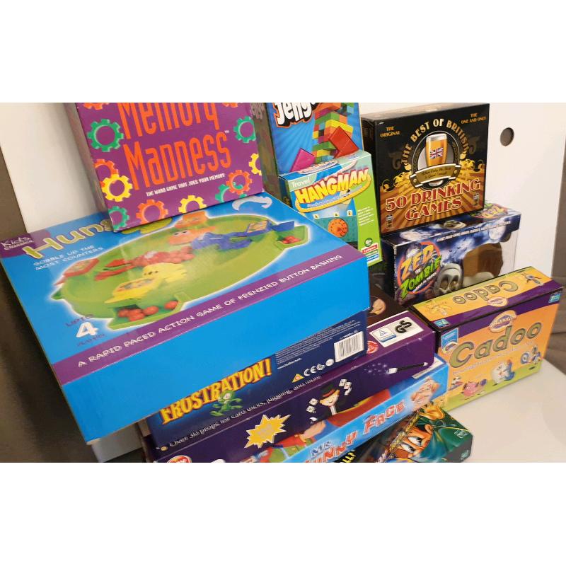 Various board games, Tetris, Hangman Memory Madness, Drinking Game etc
