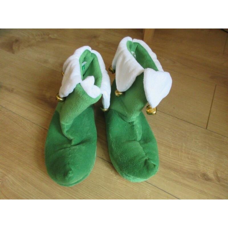 FESTIVE PAIR OF CHILDREN'S ELF SLIPPERS in size 1 (with bells) - for CHRISTMAS!!