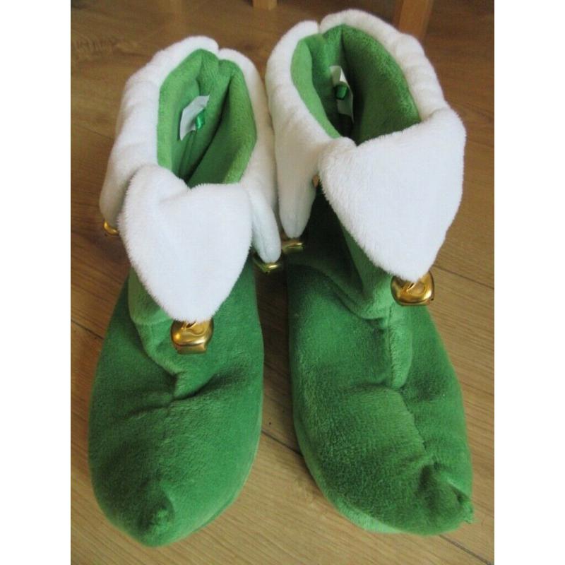 FESTIVE PAIR OF CHILDREN'S ELF SLIPPERS in size 1 (with bells) - for CHRISTMAS!!
