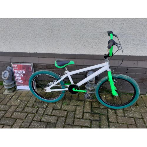 Green and white bmx