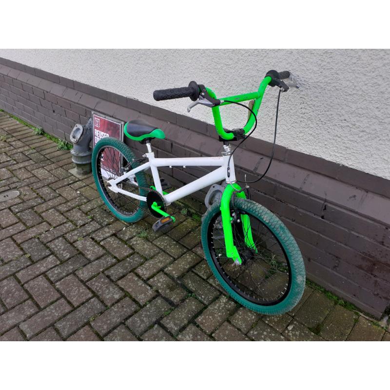 Green and white bmx