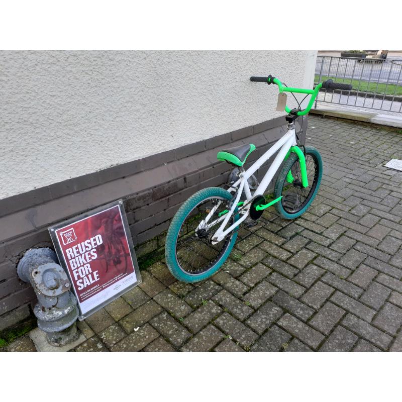 Green and white bmx