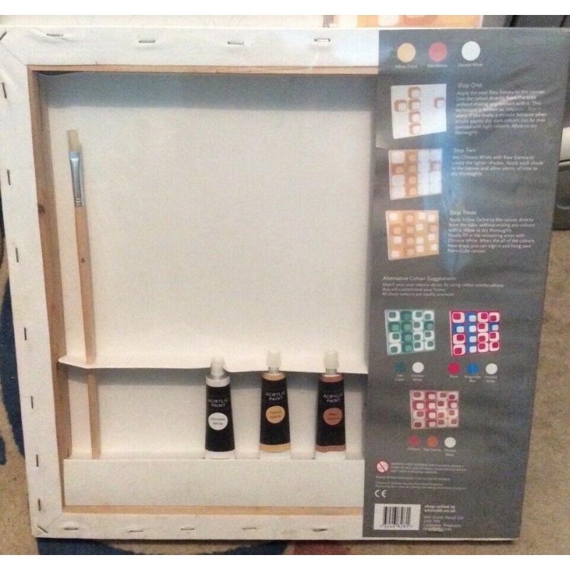 Set of 2 Paint Your own Canvas with Acrylic Paints and Brush