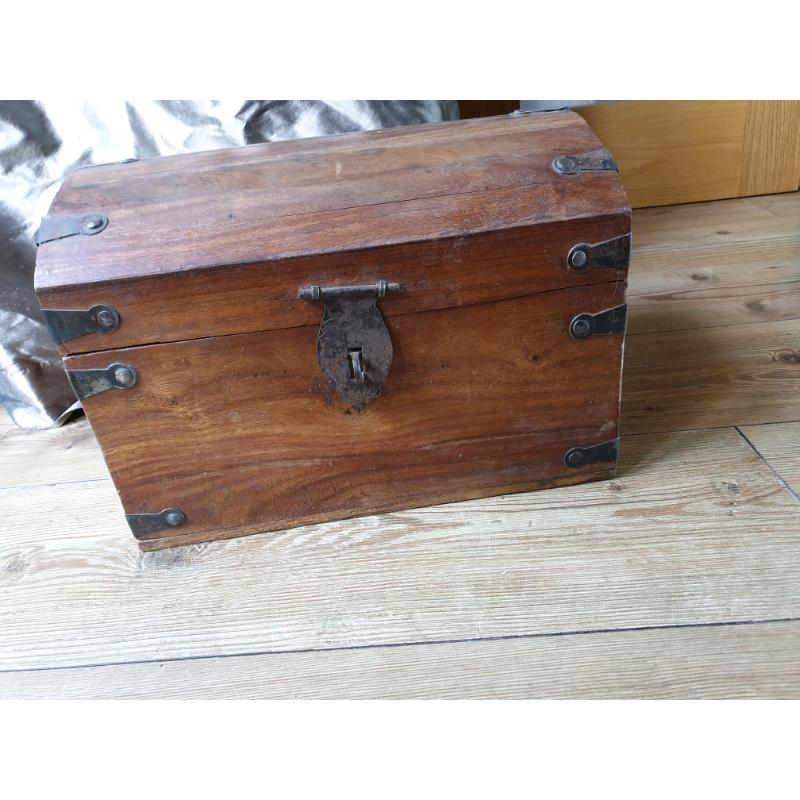 **?65** Antique Solid Wood Treasure Chest
