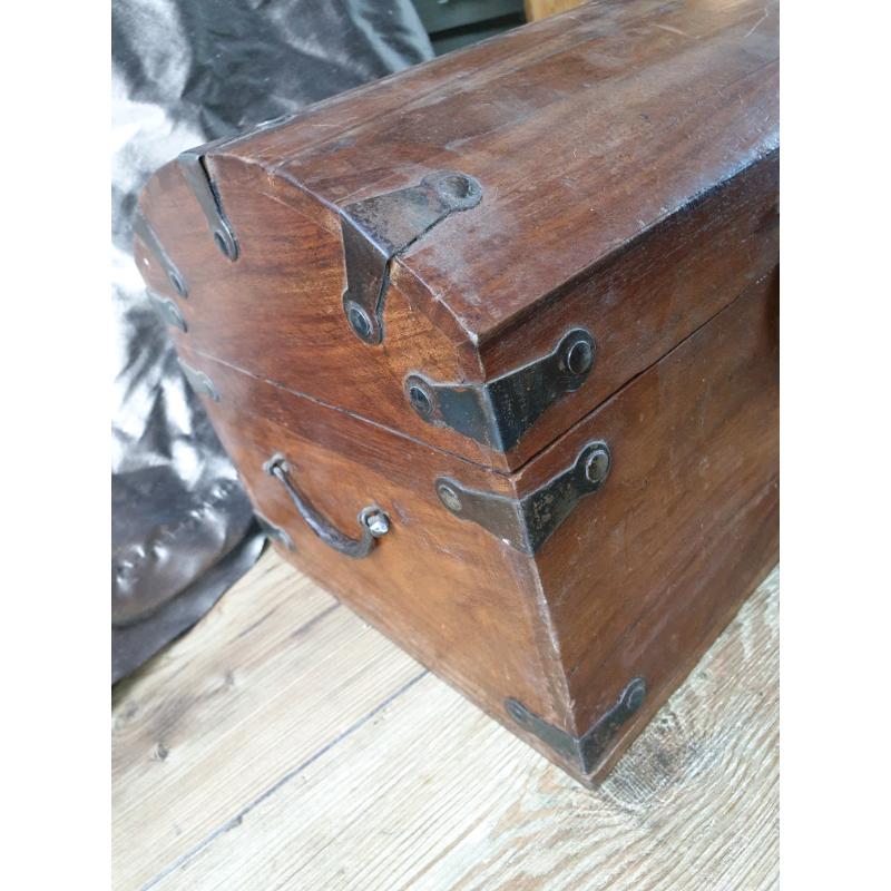 **?65** Antique Solid Wood Treasure Chest