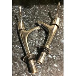 Pair of Chrome Lever Taps. Tall Neck. Hot Cold Ceramic Valves. Unused.
