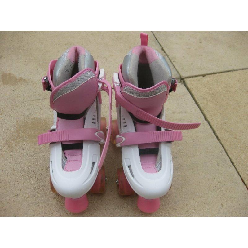 SFR Storm Light Up Adjustable Quad Roller Skates - White/Pink