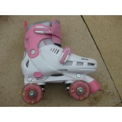SFR Storm Light Up Adjustable Quad Roller Skates - White/Pink