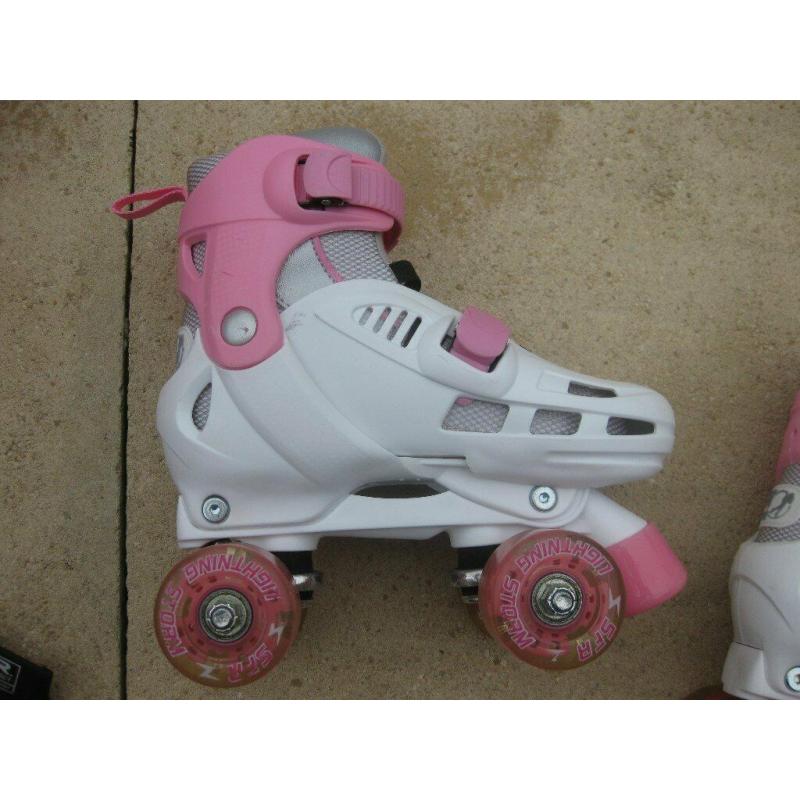 SFR Storm Light Up Adjustable Quad Roller Skates - White/Pink