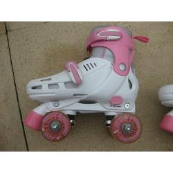 SFR Storm Light Up Adjustable Quad Roller Skates - White/Pink
