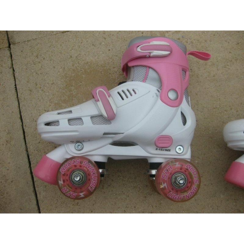 SFR Storm Light Up Adjustable Quad Roller Skates - White/Pink