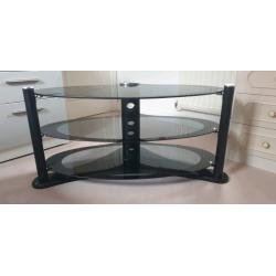 Gloss Black & Silver 3 tier Glass TV Stand