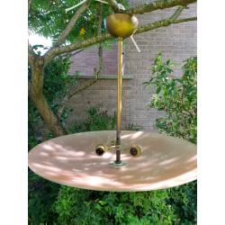 PAIR OF 1950'S LARGE MARBLED PINK GLASS PENDANT LIGHTS