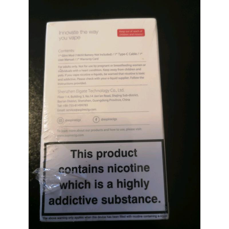 Aspire Glint Mod black postage available brand new
