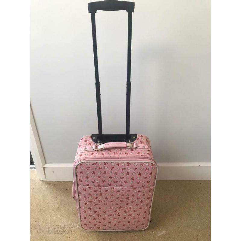 Child?s Pink Paisley Suitcase Pullalong on Wheels