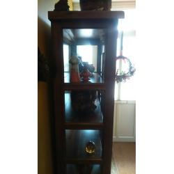HEAVY solid wood and glass display cabinet