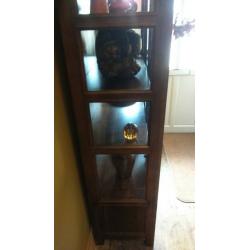 HEAVY solid wood and glass display cabinet