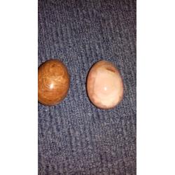 2 ceramic night sky jasper eggs and 2 other eggs