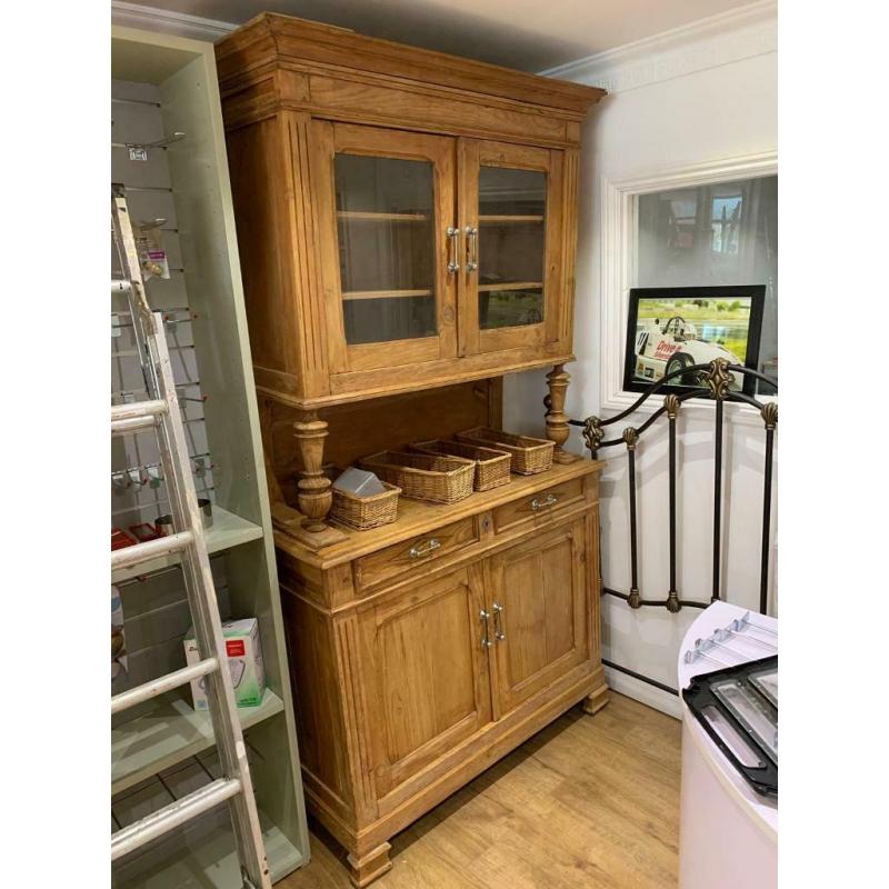 Large Antique Pine French Dresser / Kitchen Cabinet