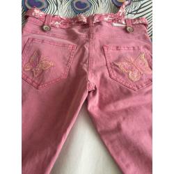 NEW GIRLS PINK COTTON SEQUIN TROUSERS