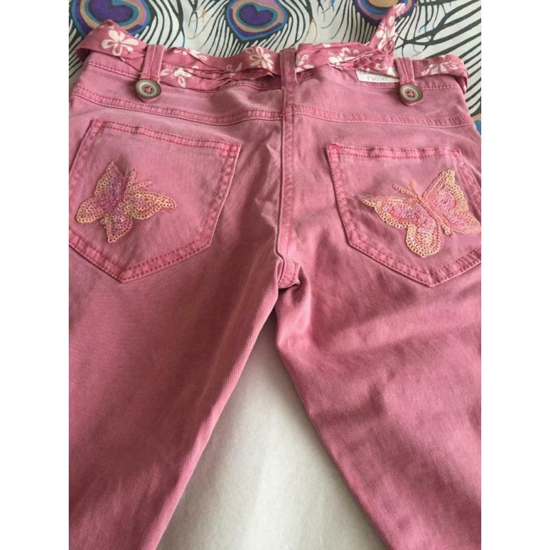 NEW GIRLS PINK COTTON SEQUIN TROUSERS