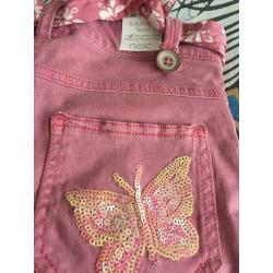 NEW GIRLS PINK COTTON SEQUIN TROUSERS