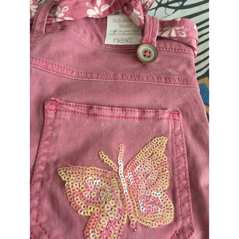 NEW GIRLS PINK COTTON SEQUIN TROUSERS