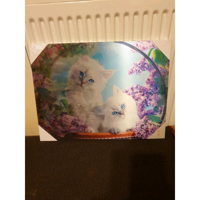 3D cute kittens wall hanging picture