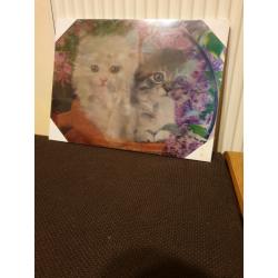 3D cute kittens wall hanging picture