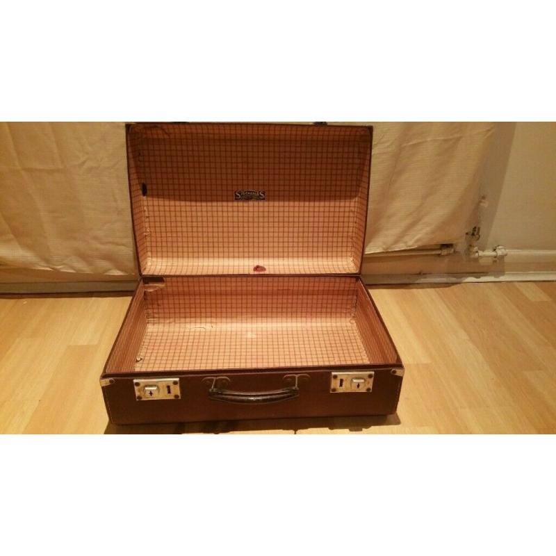 Antique 1920's Distressed STOCKDALES UK Large Travel Case Luggage Storage