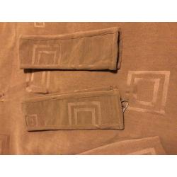 Curtains mid brown lined curtains.