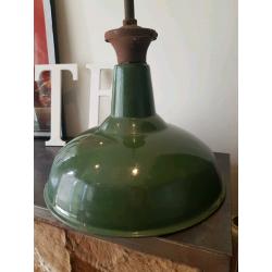 Vintage WW2 enamel Benjamin pendant factory lights