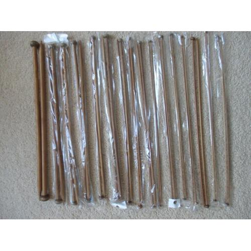 SET OF 16 PAIRS OF WOODEN BAMBOO METRIC KNITTING NEEDLES FROM 2mm to 10mm