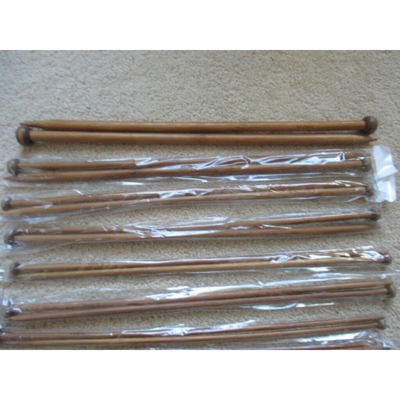 SET OF 16 PAIRS OF WOODEN BAMBOO METRIC KNITTING NEEDLES FROM 2mm to 10mm
