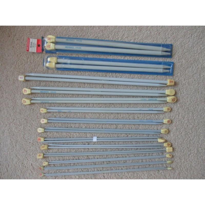 SET OF 14 PAIRS OF MILWARD METRIC KNITTING NEEDLES FROM 2 3/4mm to 10mm